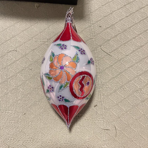 Christopher Radko Christmas Floral Tree Ornament‎ Handpainted Teardrop Flower - Picture 1 of 16